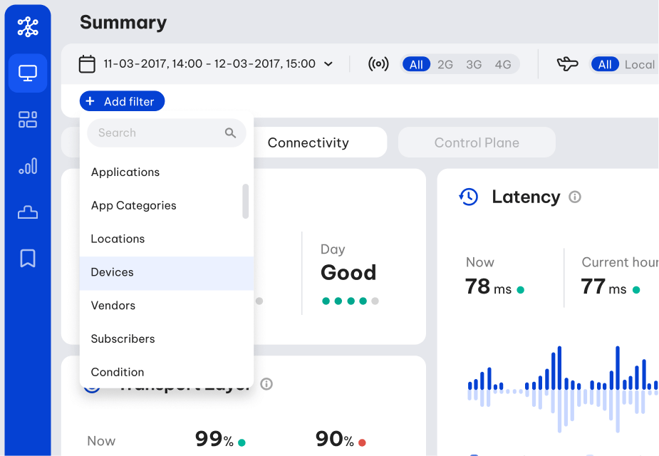 Big data app basic filters first level expanded