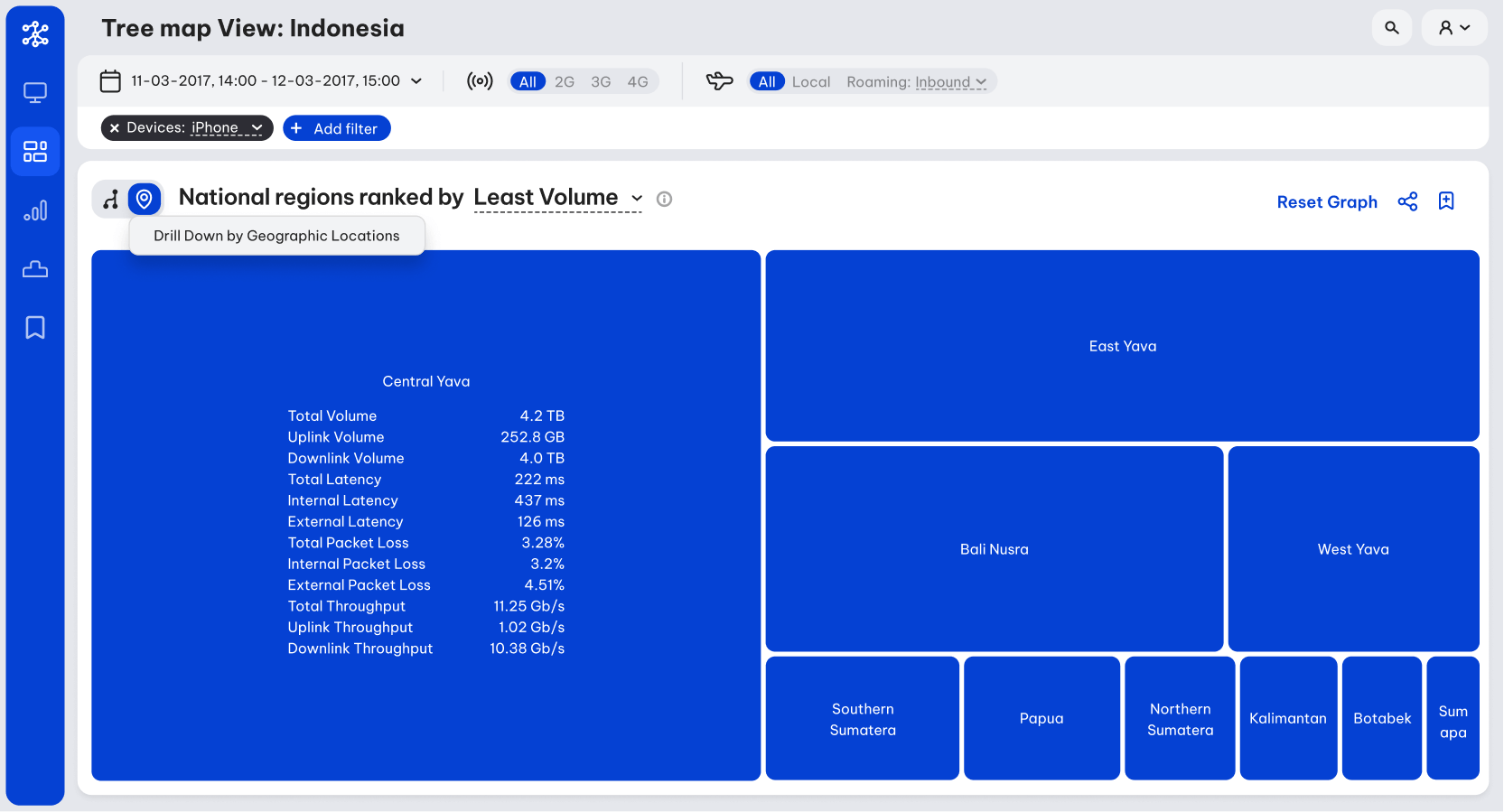 Tree map visualisation per geographic location first level