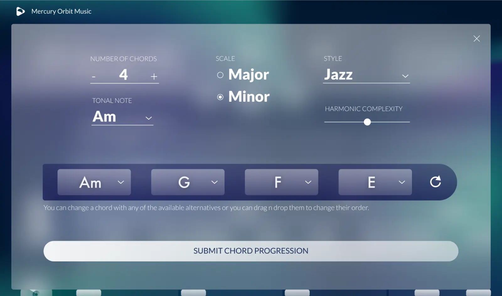 Modal on the Rhythm Generator app