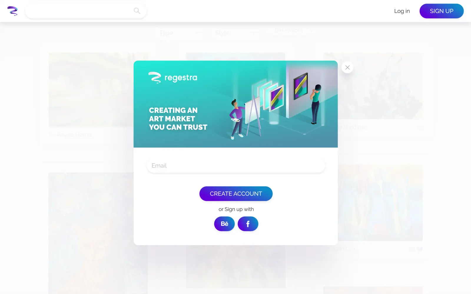 Regestra sign up modal